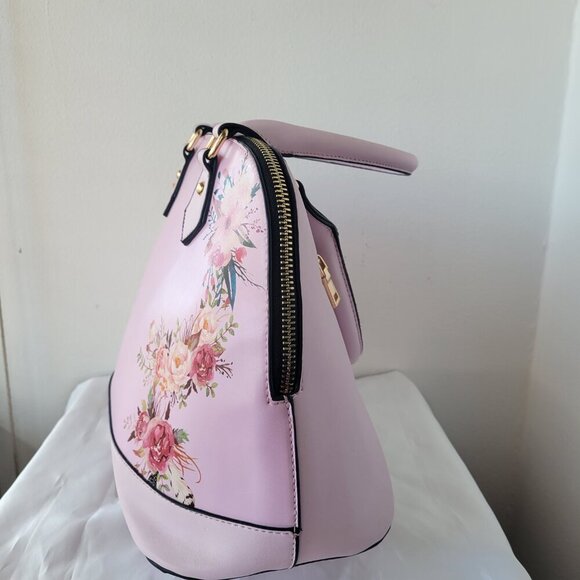 Unbranded Pink Paisley Flowered Vegan Satchel Handbag - Picture 9 of 12